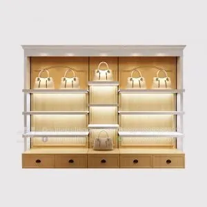 Vintage Handbags Display Shelves With Lights and Drawers