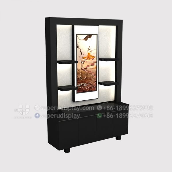 Wall Chocolate Shop Display Case Shelf with Light Box Sign and Storage
