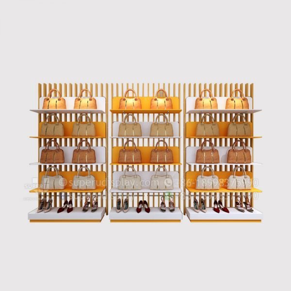 Wall Mount Shoes & Bags Merchandising Display Shelf