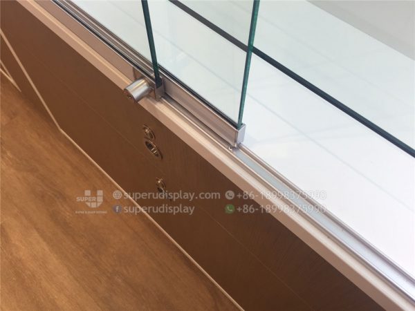 Wall Stand Locking Sunglass Shelf Display with Storage Drawers and Back Lights - Image 5