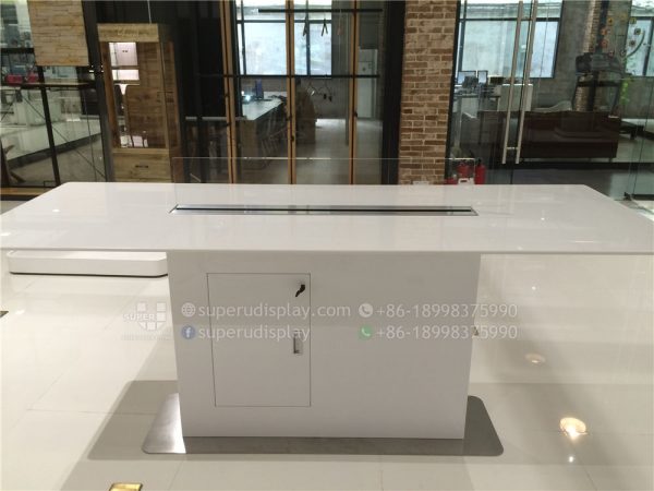 White Marble Mobile Cell Phone Display Table with LED Light - Image 3