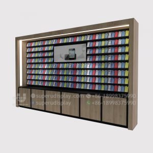 Wood Mobile Phone Case Display Stand with Storage