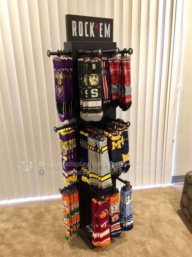 Custom 4 Sides Floorstanding Metal Sock Display Rack Manufacturer Supplier