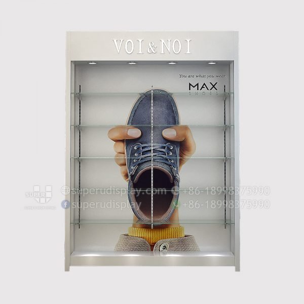 Commercial Wall Glass Shoe Store Shelves Display Unit