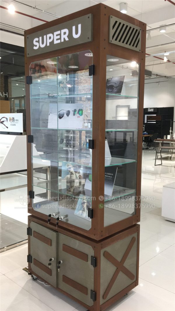 Roasting Metal Glass Sunglasses Display Cabinet Stand with Lights - Image 2