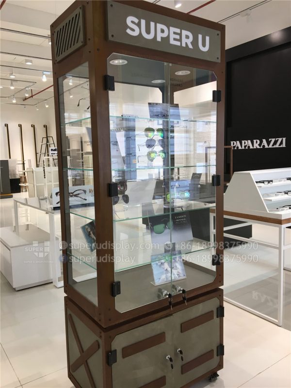 Roasting Metal Glass Sunglasses Display Cabinet Stand with Lights - Image 3