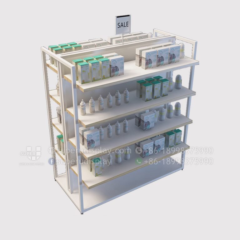 Custom Modern POS Gondola Display Shelving for Retail Stores