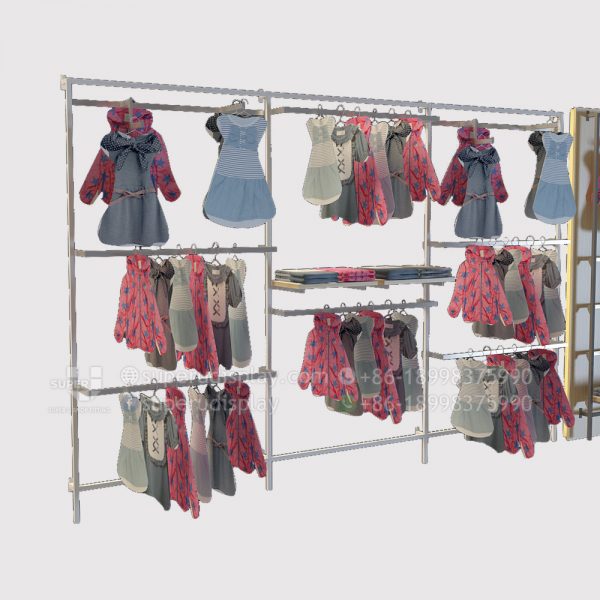 Retail Store Wall Shelving Racks for Kids Clothing
