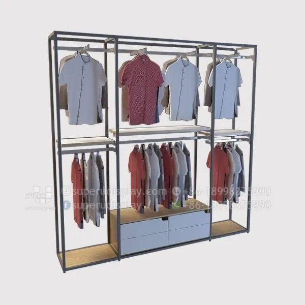 Retail Wall Clothing Racks Stand for Menswear Display