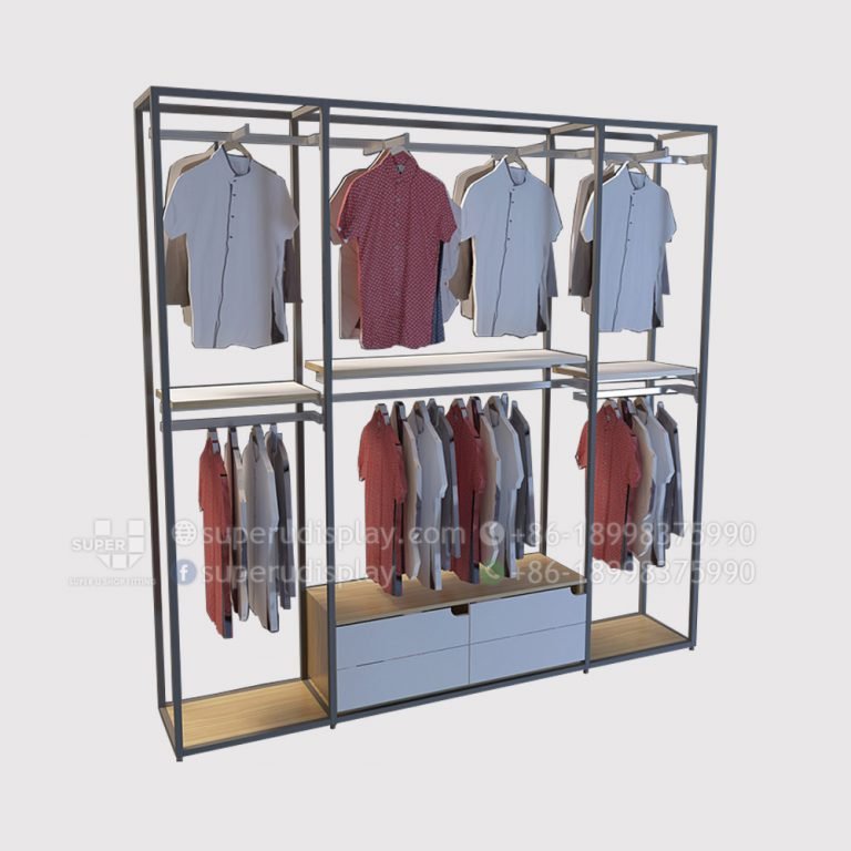 Custom Retail Wall Clothing Racks Stand for Menswear Display
