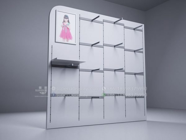 White Retail Wall Rack With Hooks for Product Display - Image 2