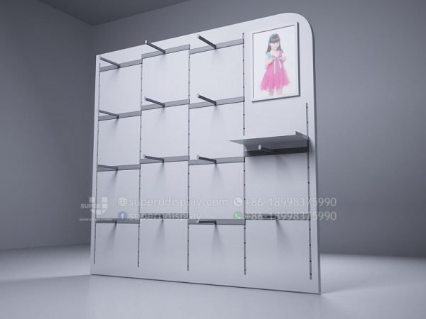 White Retail Wall Rack With Hooks for Product Display - Image 3