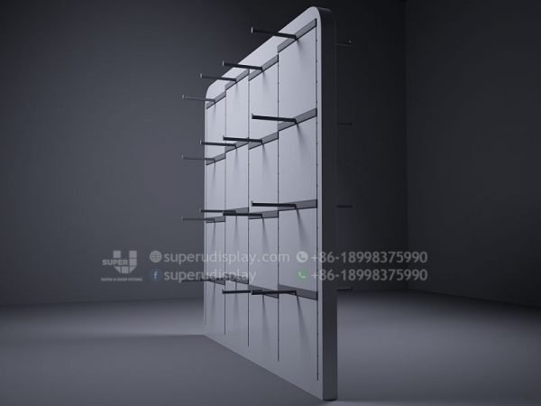 White Retail Wall Rack With Hooks for Product Display - Image 5