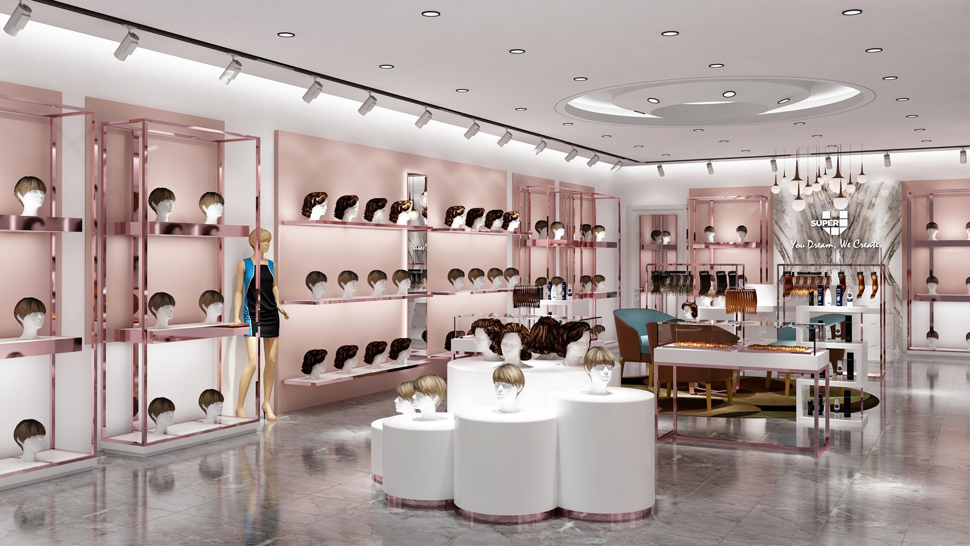 Wig Station Retail Wig & Extension Store Design Display Solution