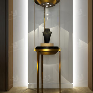 Round Pedestal Vitrine Luxury Jewelry Display Case
