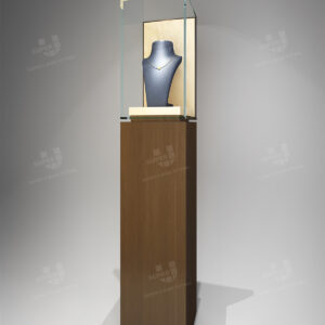 Square Stand Pedestal Wood Jewelry Cabinet